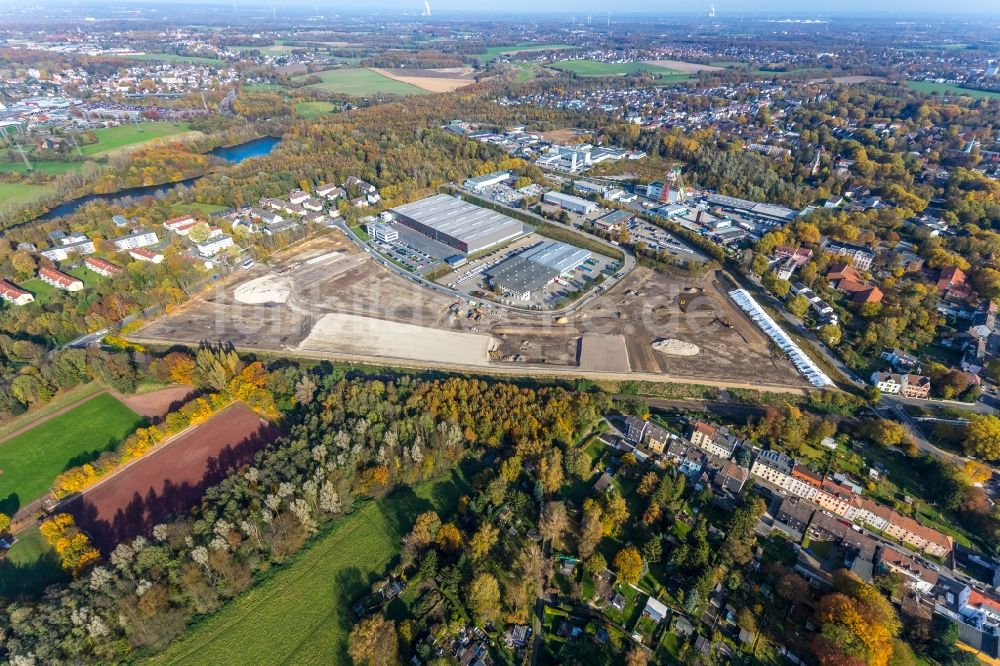 Luftaufnahme Bochum - Neubau - Baustelle auf dem Werksgelände der BROCK Kehrtechnik GmbH in Bochum im Bundesland Nordrhein-Westfalen, Deutschland