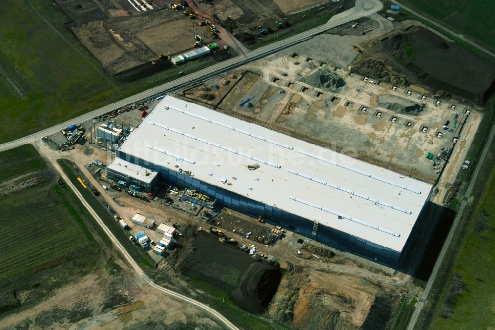 Luftbild Amt Wachsenburg - Neubau - Baustelle auf dem Werksgelände der European Modular Constructions GmbH im Industriegebiet Erfurter Kreuz im Ortsteil Thörey in Amt Wachsenburg im Bundesland Thüringen, Deutschland