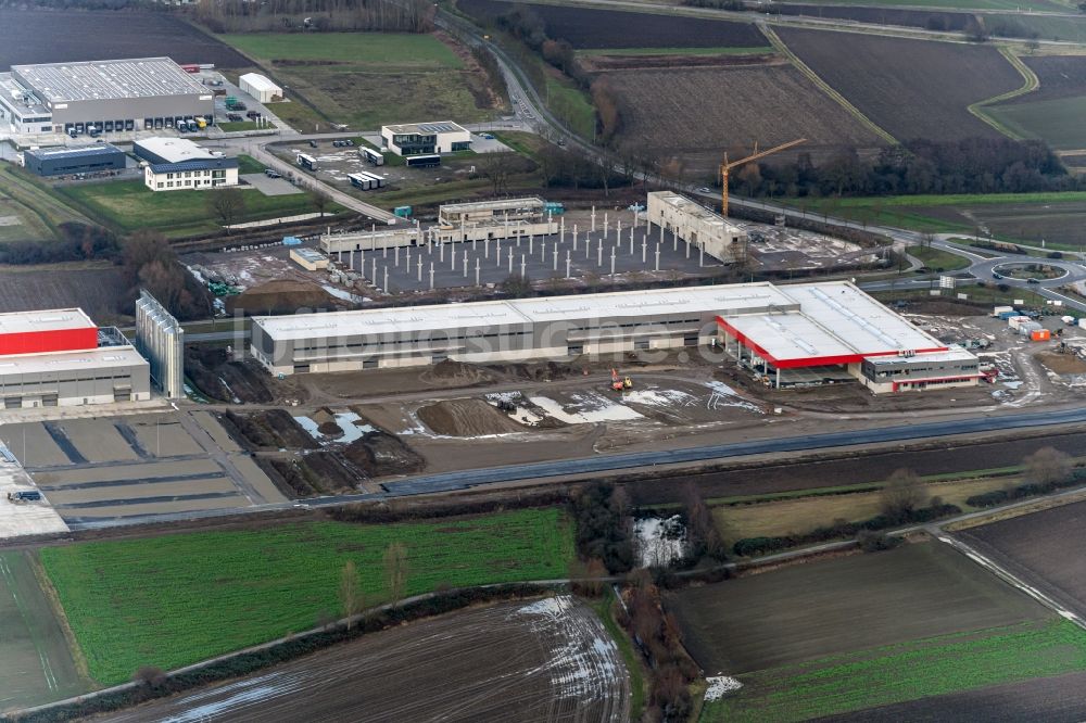 Neuried aus der Vogelperspektive: Neubau - Baustelle auf dem Werksgelände an der Otto-Graf-Straße in Kehl im Bundesland Baden-Württemberg, Deutschland