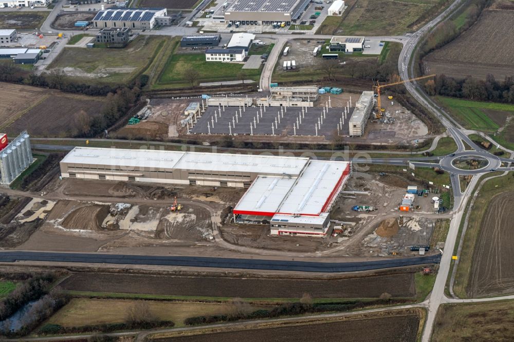 Luftbild Neuried - Neubau - Baustelle auf dem Werksgelände an der Otto-Graf-Straße in Kehl im Bundesland Baden-Württemberg, Deutschland