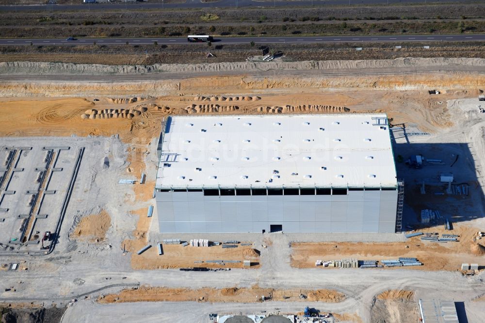 Sandersdorf aus der Vogelperspektive: Neubau - Baustelle auf dem Werksgelände der Papierfabrik der Progroup AG in Sandersdorf im Bundesland Sachsen-Anhalt, Deutschland