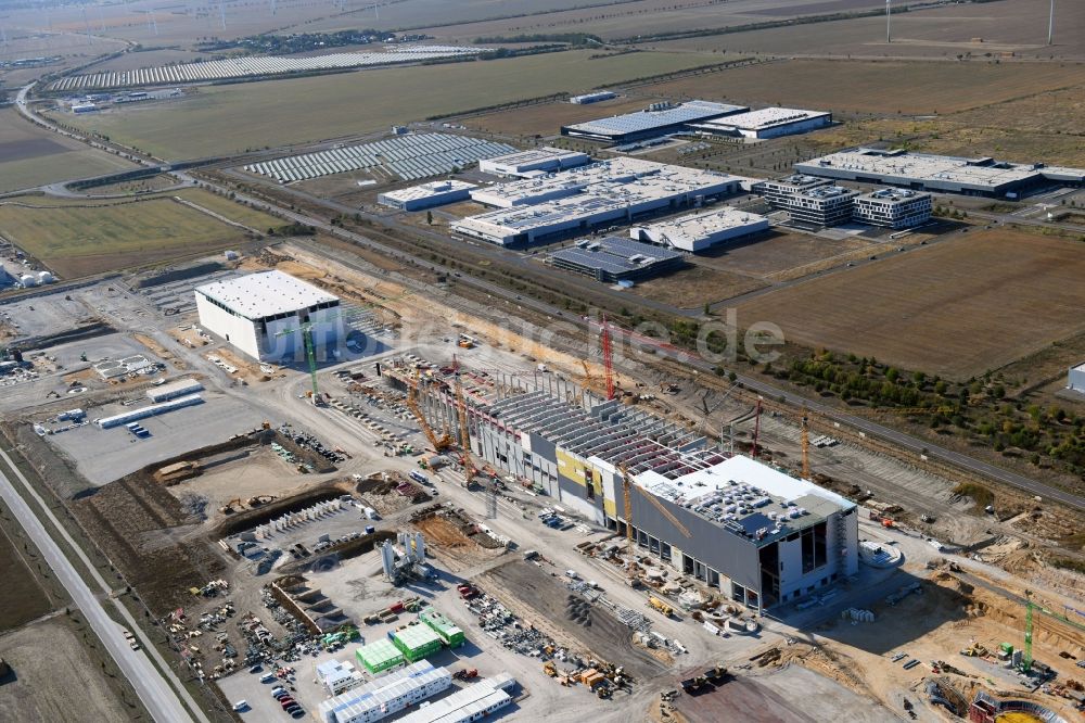 Luftbild Sandersdorf - Neubau - Baustelle auf dem Werksgelände der Papierfabrik der Progroup AG in Sandersdorf im Bundesland Sachsen-Anhalt, Deutschland