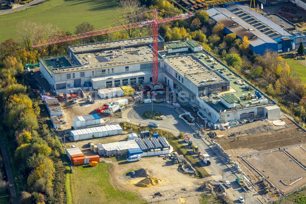 Luftbild Bochum - Neubau - Baustelle der Zentralküche der St. Elisabeth Gruppe und Katholisches Klinikum Bochum in Bochum im Bundesland Nordrhein-Westfalen, Deutschland