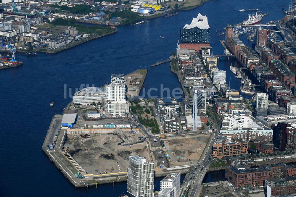 Luftaufnahme Hamburg - Neubau Überseequartier am Chicagokai in der Hafencity in Hamburg, Deutschland