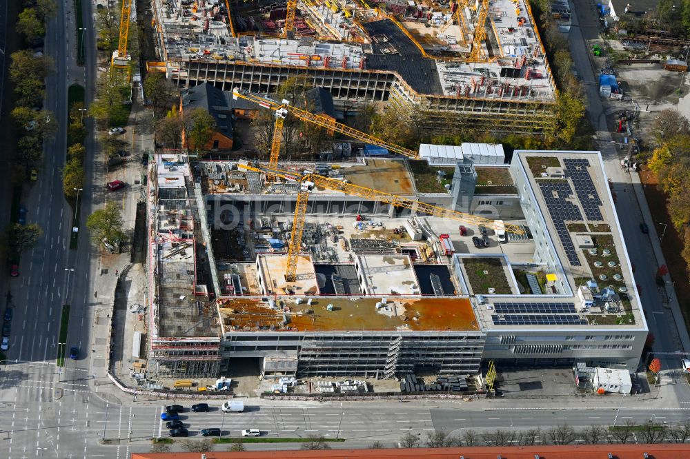 München von oben - Neubau des Betriebshofes der Feuerwache Ramersdorf in München im Bundesland Bayern, Deutschland