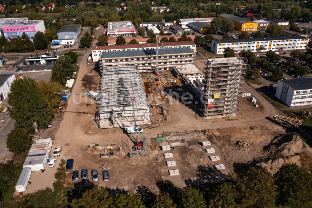 Luftaufnahme Schwedt/Oder - Neubau des Betriebshofes der Feuerwehr in Schwedt/Oder im Bundesland Brandenburg, Deutschland