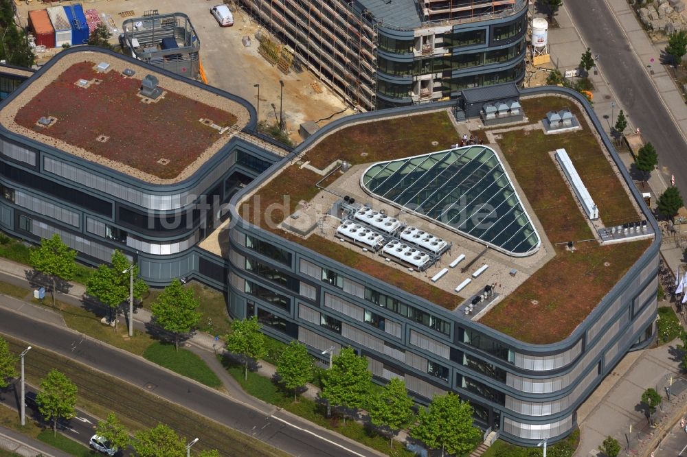 Leipzig aus der Vogelperspektive: Neubau des BioCube der Leipziger Gewerbehof Gesellschaft an der BIO CITY LEIPZIG am Areal des Alten Messegelände Leipzig im Bundesland Sachsen