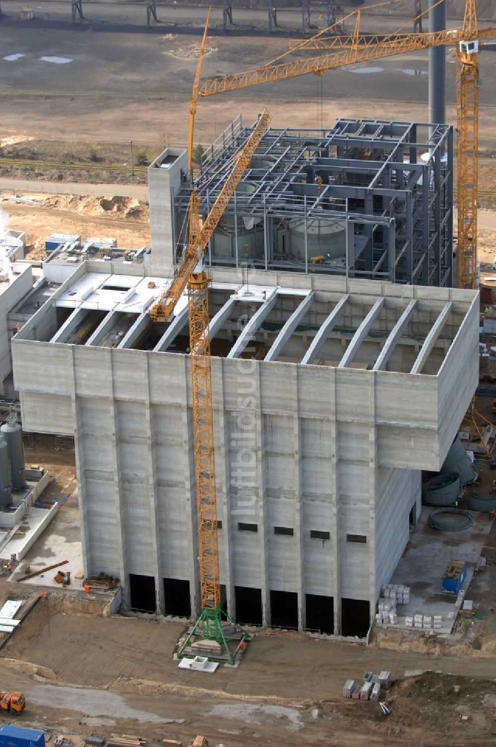 Eisenhüttenstadt aus der Vogelperspektive: Neubau des Blockheizkraftwerk - regionalen Heizkraftwerkes der Propower GmbH in Eisenhüttenstadt im Bundesland Brandenburg, Deutschland