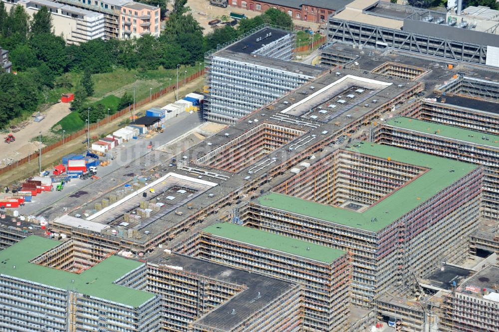 Luftbild Berlin Mitte - Neubau der BND-Zentrale in Berlin-Mitte an der Chausseestraße