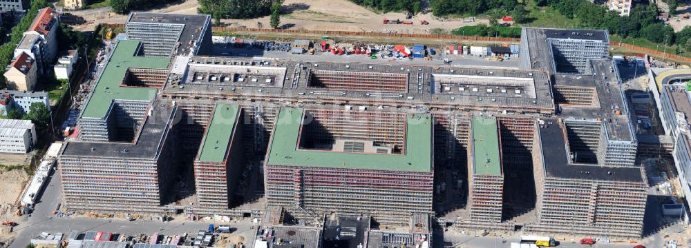 Berlin Mitte aus der Vogelperspektive: Neubau der BND-Zentrale in Berlin-Mitte an der Chausseestraße