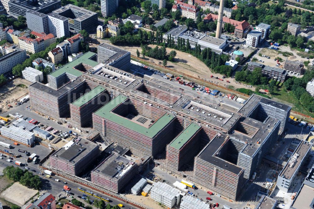 Luftbild Berlin Mitte - Neubau der BND-Zentrale in Berlin-Mitte an der Chausseestraße