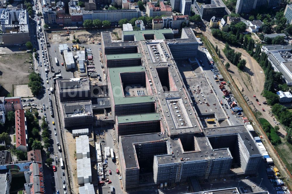 Luftaufnahme Berlin Mitte - Neubau der BND-Zentrale in Berlin-Mitte an der Chausseestraße