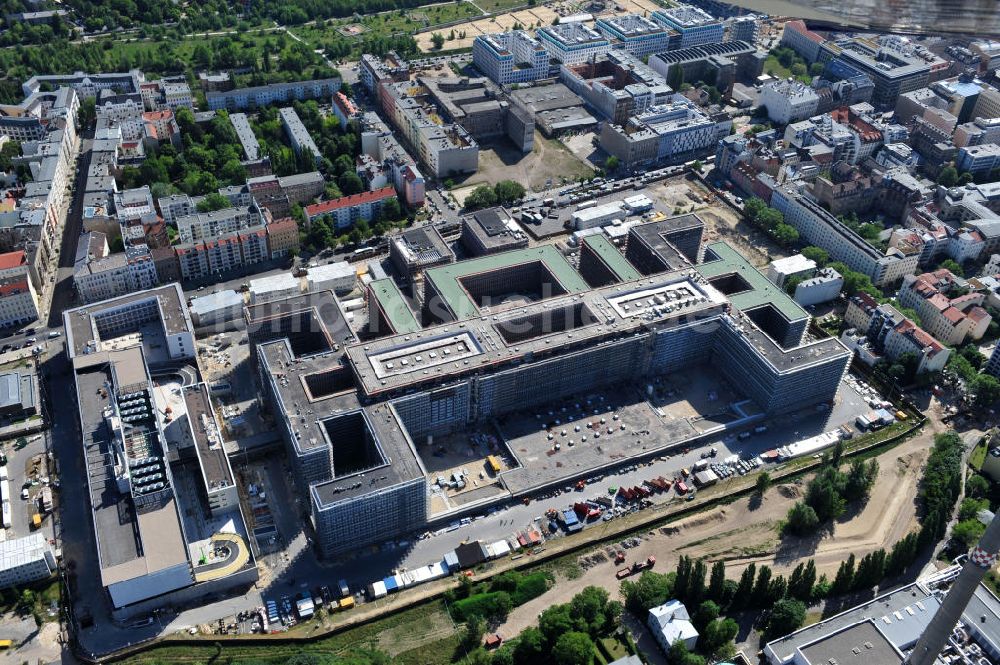 Luftaufnahme Berlin Mitte - Neubau der BND-Zentrale in Berlin-Mitte an der Chausseestraße