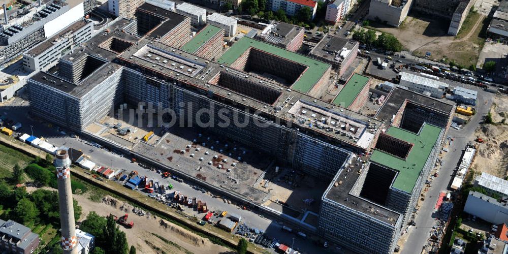 Luftbild Berlin Mitte - Neubau der BND-Zentrale in Berlin-Mitte an der Chausseestraße