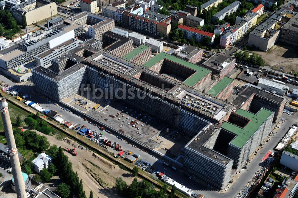 Luftaufnahme Berlin Mitte - Neubau der BND-Zentrale in Berlin-Mitte an der Chausseestraße