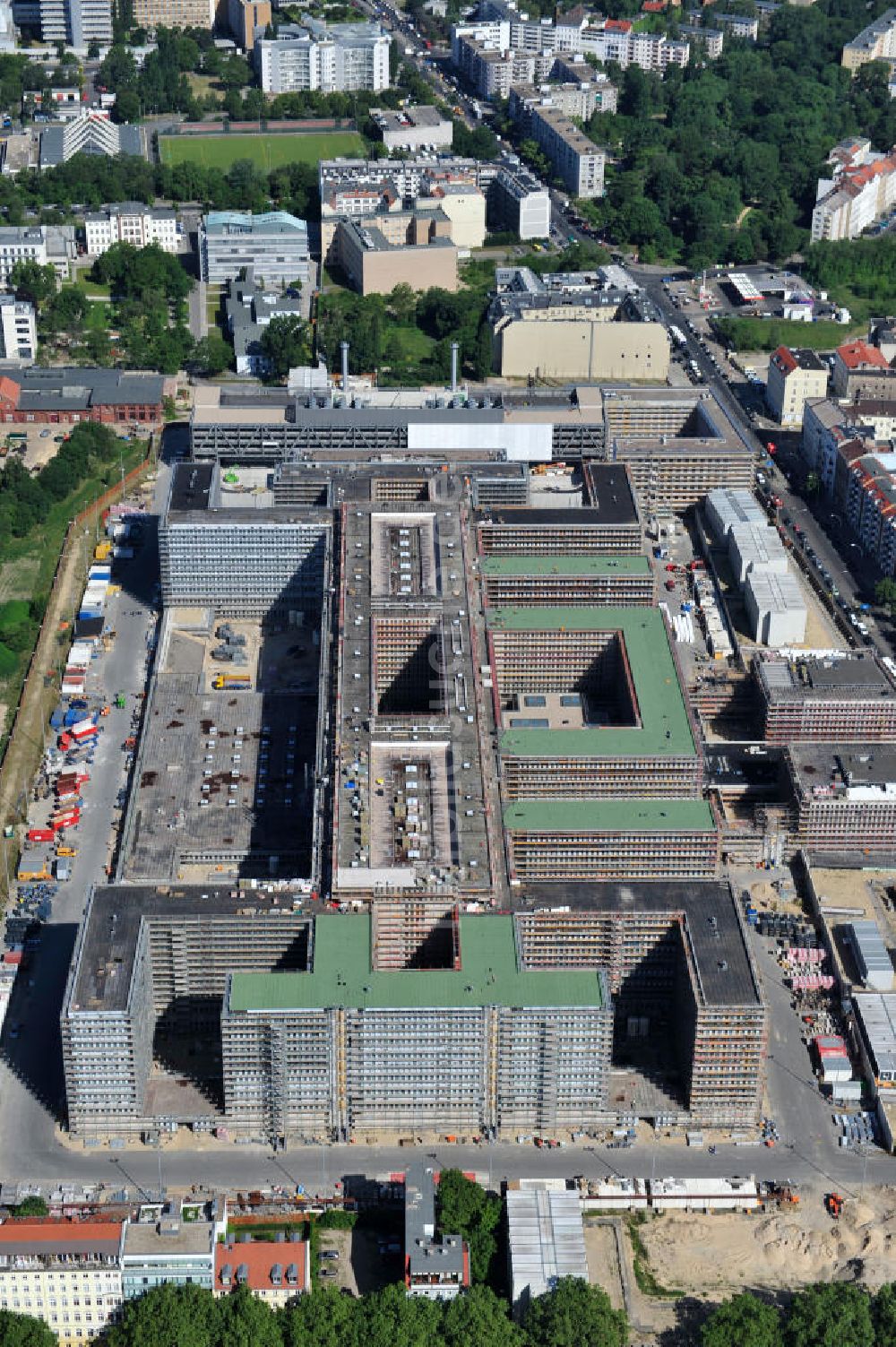 Luftbild Berlin Mitte - Neubau der BND-Zentrale in Berlin-Mitte an der Chausseestraße