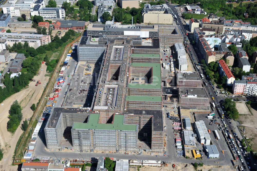 Luftaufnahme Berlin Mitte - Neubau der BND-Zentrale in Berlin-Mitte an der Chausseestraße