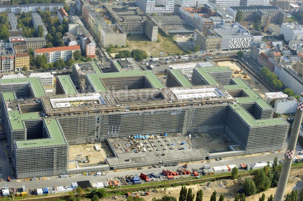 Luftbild Berlin Mitte - Neubau der BND-Zentrale in Berlin-Mitte an der Chausseestraße