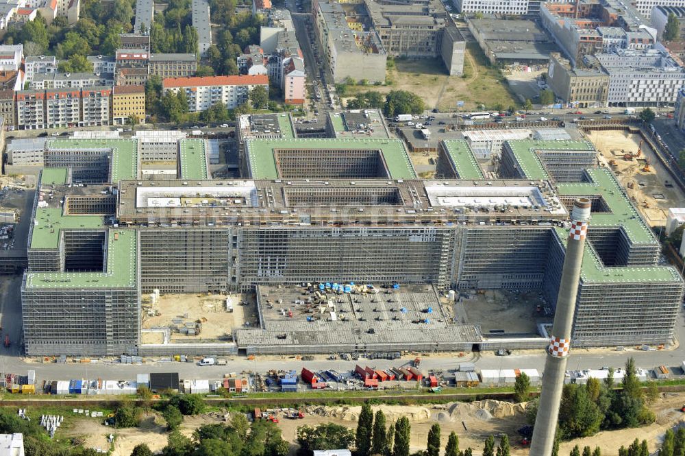 Luftaufnahme Berlin Mitte - Neubau der BND-Zentrale in Berlin-Mitte an der Chausseestraße