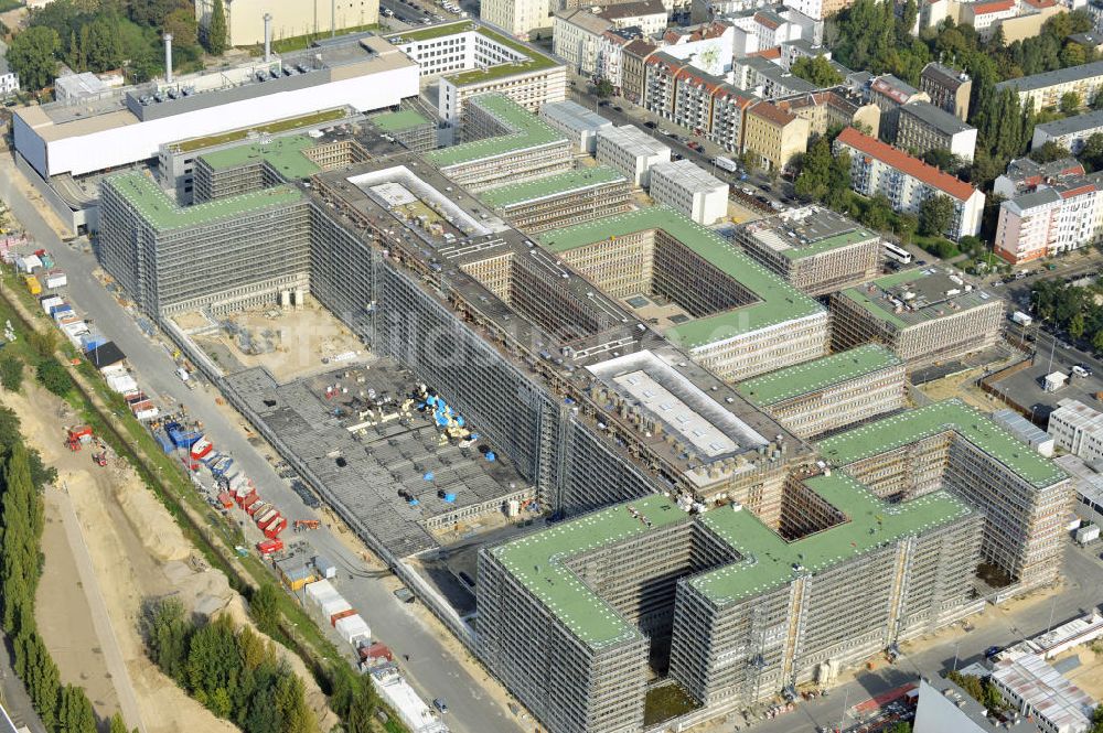 Luftbild Berlin Mitte - Neubau der BND-Zentrale in Berlin-Mitte an der Chausseestraße