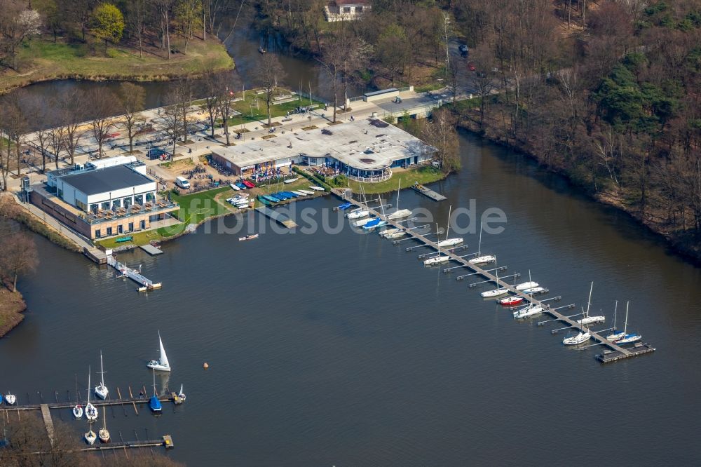 Luftbild Haltern am See - Neubau der Bootshausgesellschaft Strandallee GmbH & CO. KG an der Stadtmühlenbucht am Ufer des Mühlenbach in Haltern am See im Bundesland Nordrhein-Westfalen, Deutschland