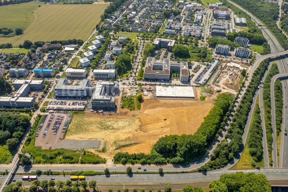 Luftaufnahme Dortmund - Neubau eines Büro- und Geschäftshauses der adesso AG an der Stockholmer Allee in Dortmund im Bundesland Nordrhein-Westfalen, Deutschland