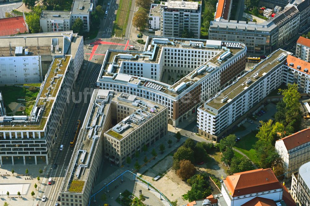 Luftbild Dresden - Neubau eines Büro- und Geschäftshauses der Annenhöfe im Ortsteil Wilsdruffer Vorstadt in Dresden im Bundesland Sachsen, Deutschland