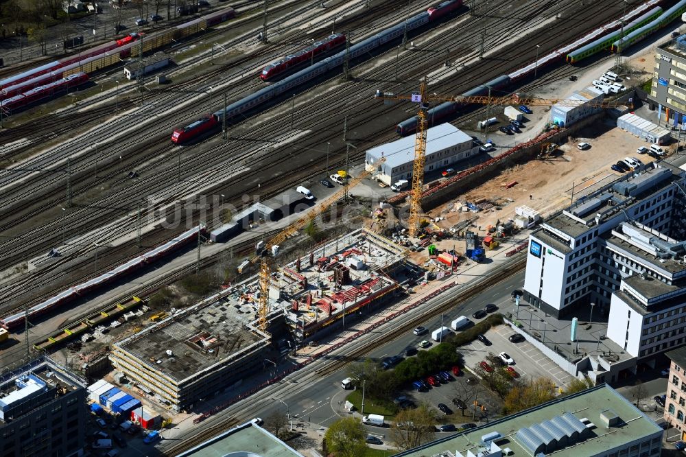 Luftbild Nürnberg - Neubau eines Büro- und Geschäftshauses an der Bahnhofstraße in Nürnberg im Bundesland Bayern, Deutschland