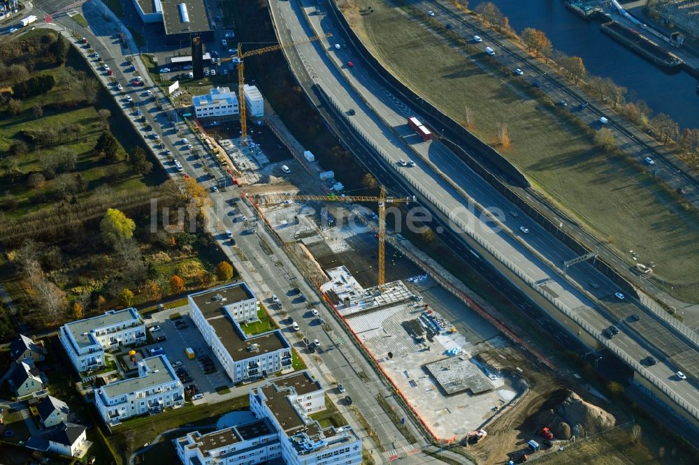 Berlin aus der Vogelperspektive: Neubau eines Büro- und Geschäftshauses Brain Box Berlin in Berlin-Adlershof, Deutschland