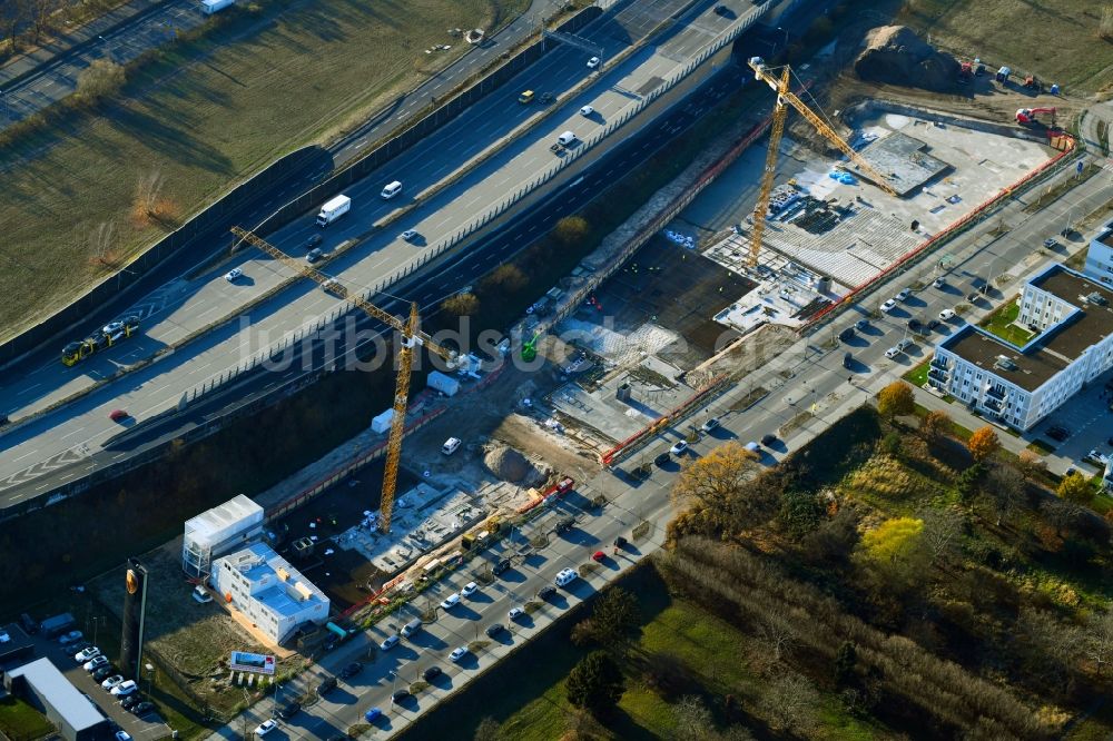 Luftaufnahme Berlin - Neubau eines Büro- und Geschäftshauses Brain Box Berlin in Berlin-Adlershof, Deutschland