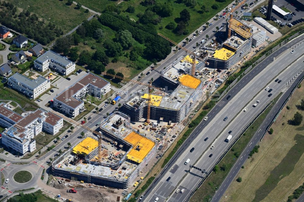 Berlin von oben - Neubau eines Büro- und Geschäftshauses Brain Box Berlin in Berlin-Adlershof, Deutschland