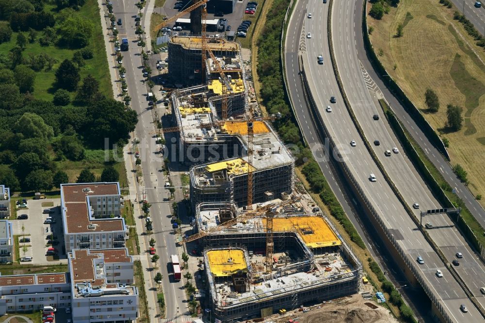 Berlin von oben - Neubau eines Büro- und Geschäftshauses Brain Box Berlin in Berlin-Adlershof, Deutschland