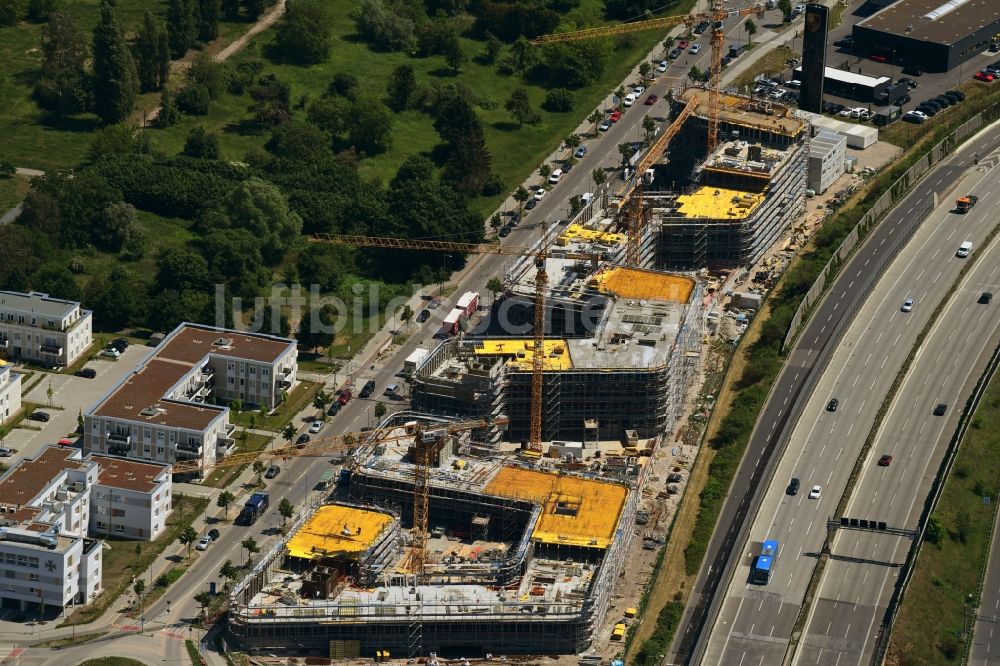 Luftbild Berlin - Neubau eines Büro- und Geschäftshauses Brain Box Berlin in Berlin-Adlershof, Deutschland