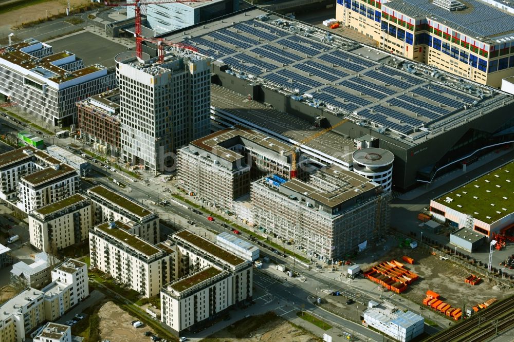 Luftbild Frankfurt am Main - Neubau eines Büro- und Geschäftshauses The Brick im Ortsteil Gallus in Frankfurt am Main im Bundesland Hessen, Deutschland