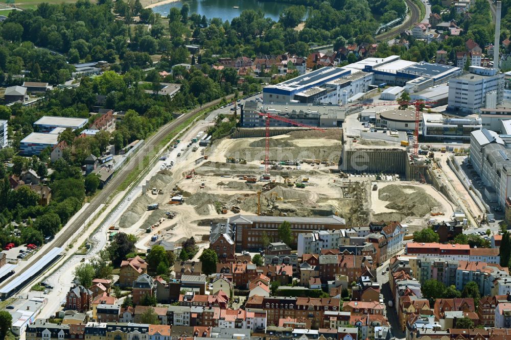 Luftbild Jena - Neubau eines Büro- und Geschäftshauses der Carl Zeiss AG in Jena im Bundesland Thüringen, Deutschland