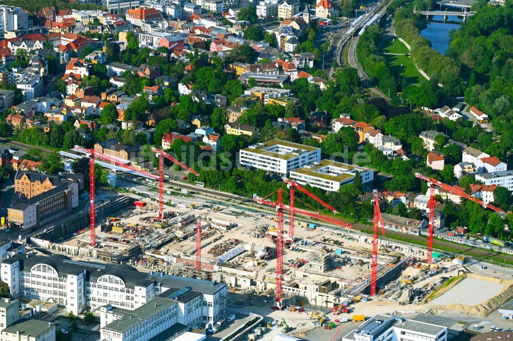 Luftbild Jena - Neubau eines Büro- und Geschäftshauses der Carl Zeiss AG in Jena im Bundesland Thüringen, Deutschland