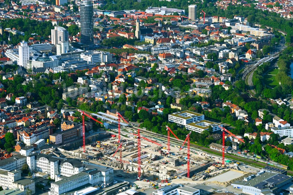 Luftaufnahme Jena - Neubau eines Büro- und Geschäftshauses der Carl Zeiss AG in Jena im Bundesland Thüringen, Deutschland