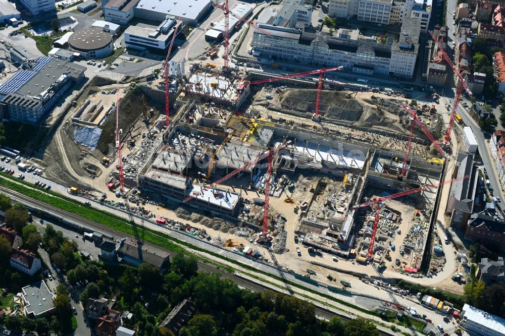 Luftbild Jena - Neubau eines Büro- und Geschäftshauses der Carl Zeiss AG in Jena im Bundesland Thüringen, Deutschland