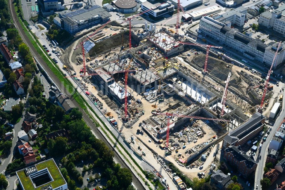 Luftaufnahme Jena - Neubau eines Büro- und Geschäftshauses der Carl Zeiss AG in Jena im Bundesland Thüringen, Deutschland