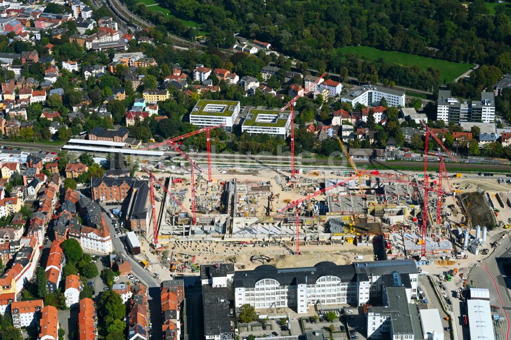 Luftaufnahme Jena - Neubau eines Büro- und Geschäftshauses der Carl Zeiss AG in Jena im Bundesland Thüringen, Deutschland