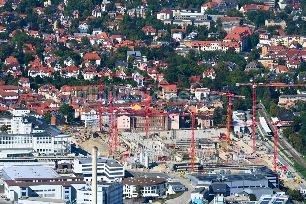 Luftbild Jena - Neubau eines Büro- und Geschäftshauses der Carl Zeiss AG in Jena im Bundesland Thüringen, Deutschland