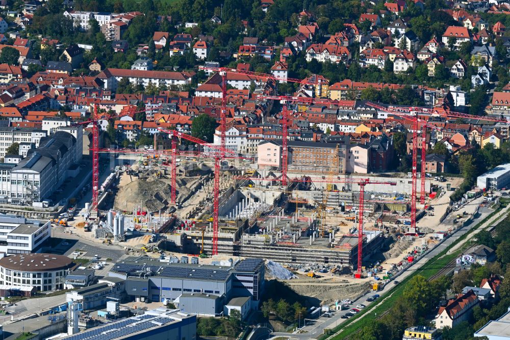 Luftaufnahme Jena - Neubau eines Büro- und Geschäftshauses der Carl Zeiss AG in Jena im Bundesland Thüringen, Deutschland