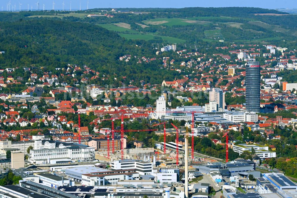 Luftaufnahme Jena - Neubau eines Büro- und Geschäftshauses der Carl Zeiss AG in Jena im Bundesland Thüringen, Deutschland