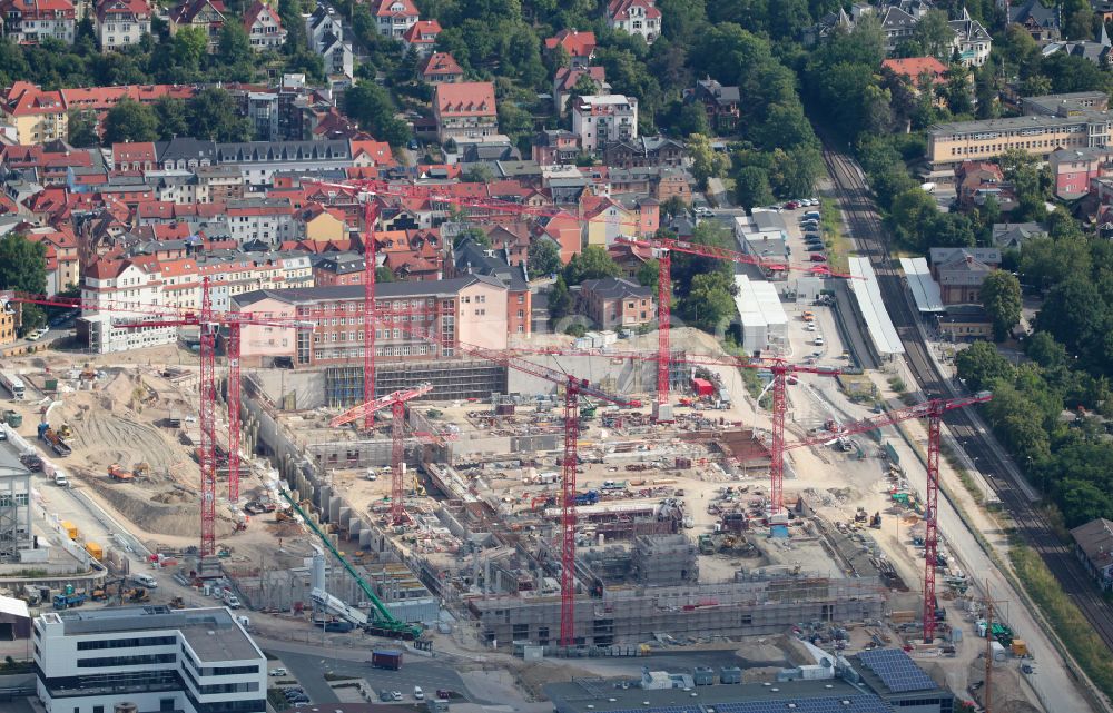 Luftaufnahme Jena - Neubau eines Büro- und Geschäftshauses der Carl Zeiss AG in Jena im Bundesland Thüringen, Deutschland