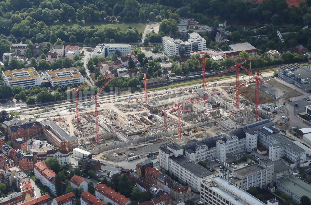 Luftbild Jena - Neubau eines Büro- und Geschäftshauses der Carl Zeiss AG in Jena im Bundesland Thüringen, Deutschland