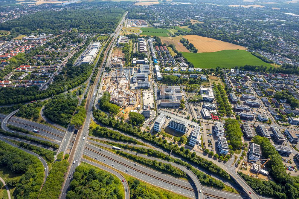 Dortmund von oben - Neubau eines Büro- und Geschäftshauses des Continentale Versicherungsverbund Direktion Dortmund an der Freie-Vogel-Straße in Dortmund im Bundesland Nordrhein-Westfalen, Deutschland