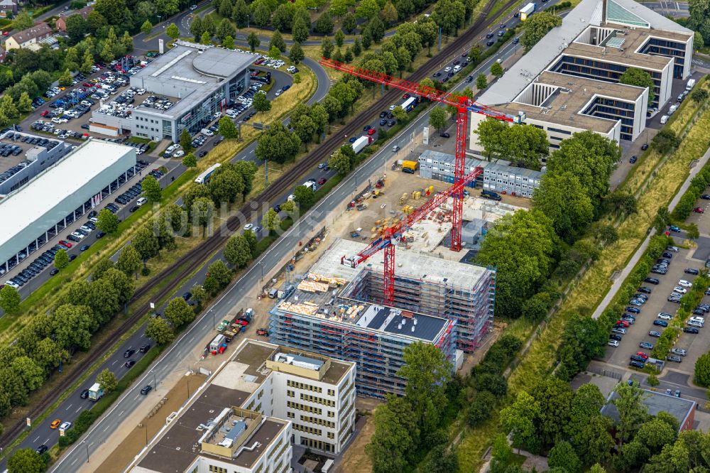 Luftaufnahme Dortmund - Neubau eines Büro- und Geschäftshauses des Continentale Versicherungsverbund Direktion Dortmund im Ortsteil Schüren-Neu in Dortmund im Bundesland Nordrhein-Westfalen, Deutschland