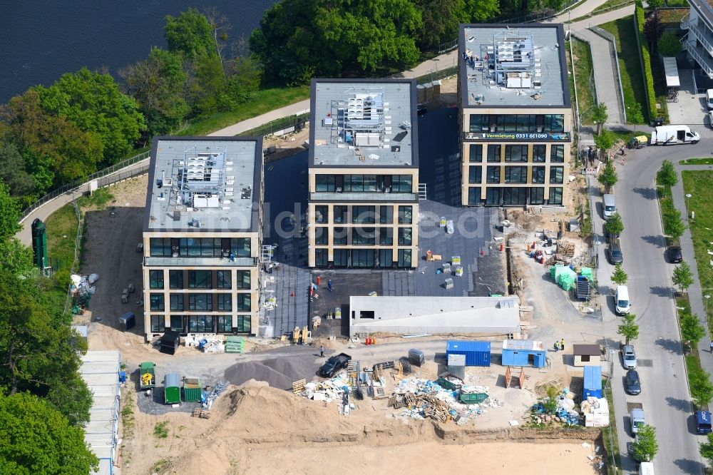 Luftbild Potsdam - Neubau eines Büro- und Geschäftshauses Cube³ | THINK CAMPUS der Jungfernsee Baumanagement GmbH in Potsdam im Bundesland Brandenburg, Deutschland