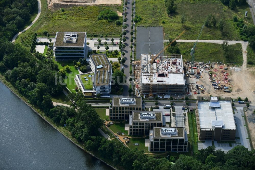 Luftaufnahme Potsdam - Neubau eines Büro- und Geschäftshauses Cube³ | THINK CAMPUS der Jungfernsee Baumanagement GmbH in Potsdam im Bundesland Brandenburg, Deutschland