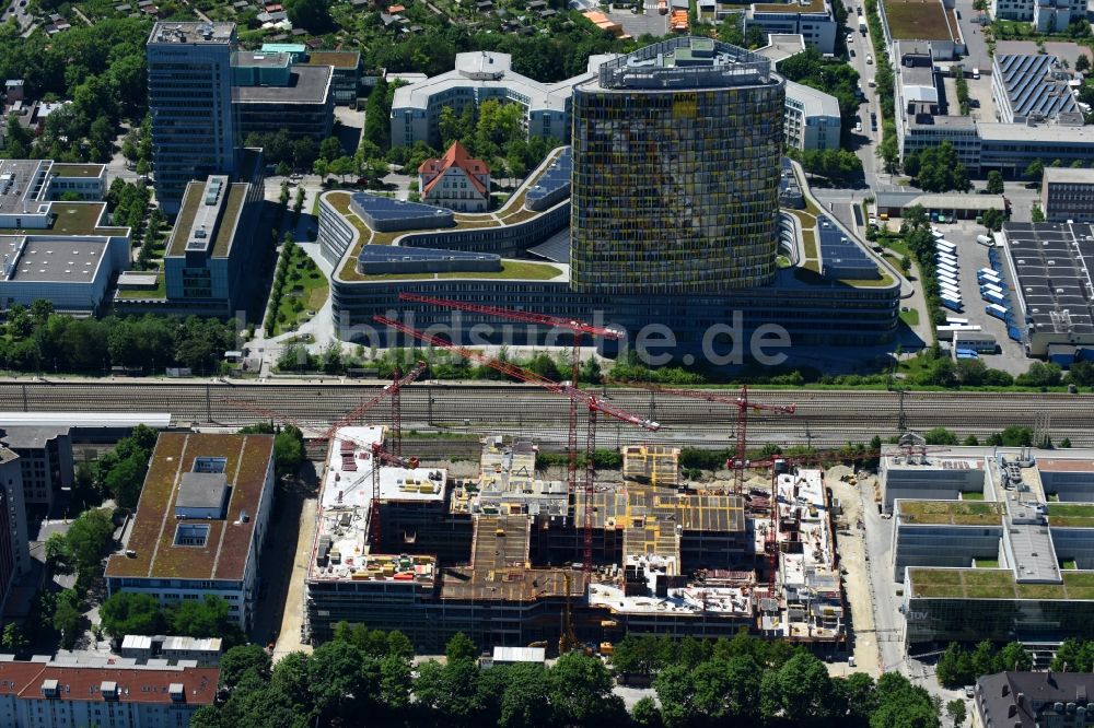 Luftbild München - Neubau eines Büro- und Geschäftshauses der TÜV SÜD AG an der Ridlerstraße im Ortsteil Schwanthalerhöhe in München im Bundesland Bayern, Deutschland